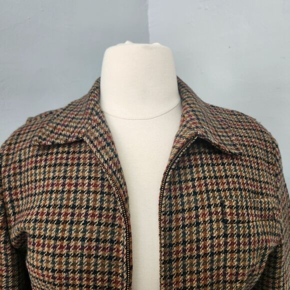 Vintage Character Suburban Wear Houndstooth Wool Lined Tailored Blazer Jacket 12 - Picture 4 of 16